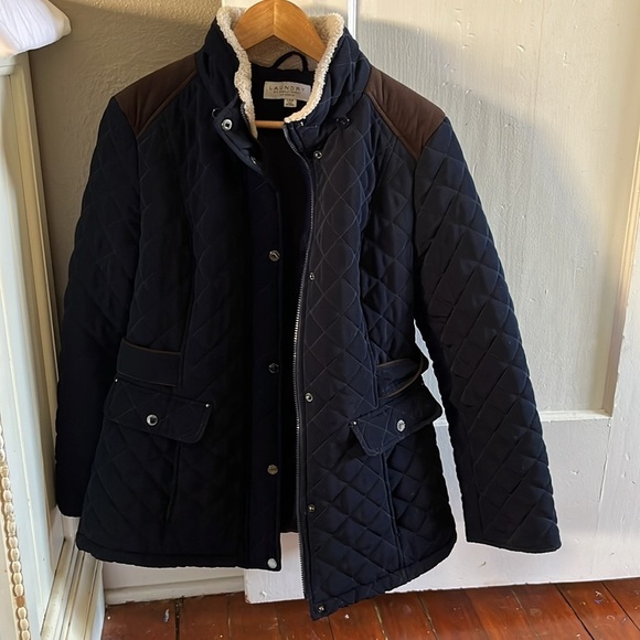 Laundry by Shelli Segal Pretoria Navy Quilted Jacket L Equestrian Winter Coat - Picture 12 of 12